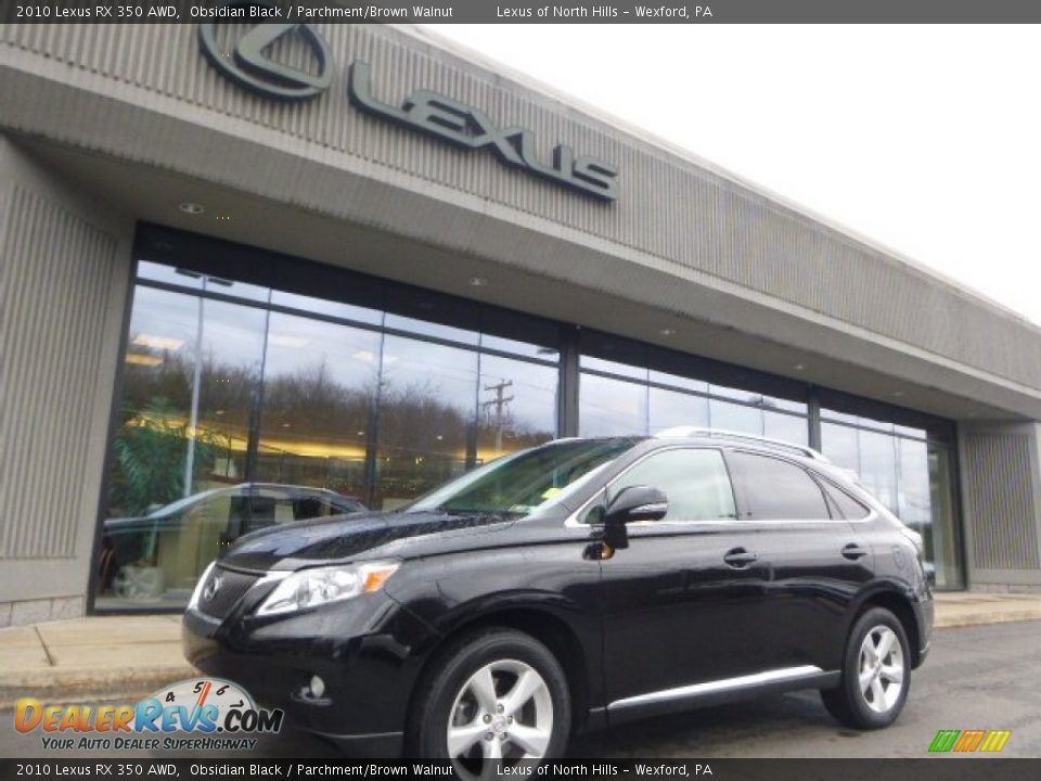 2010 Lexus RX 350 AWD Obsidian Black / Parchment/Brown Walnut Photo #1