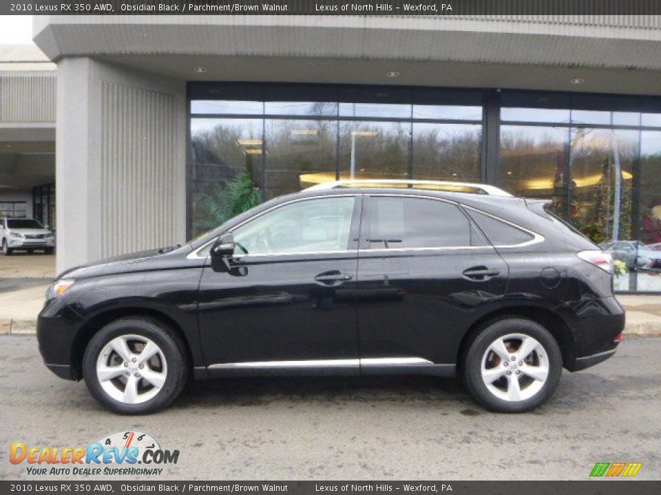 2010 Lexus RX 350 AWD Obsidian Black / Parchment/Brown Walnut Photo #2
