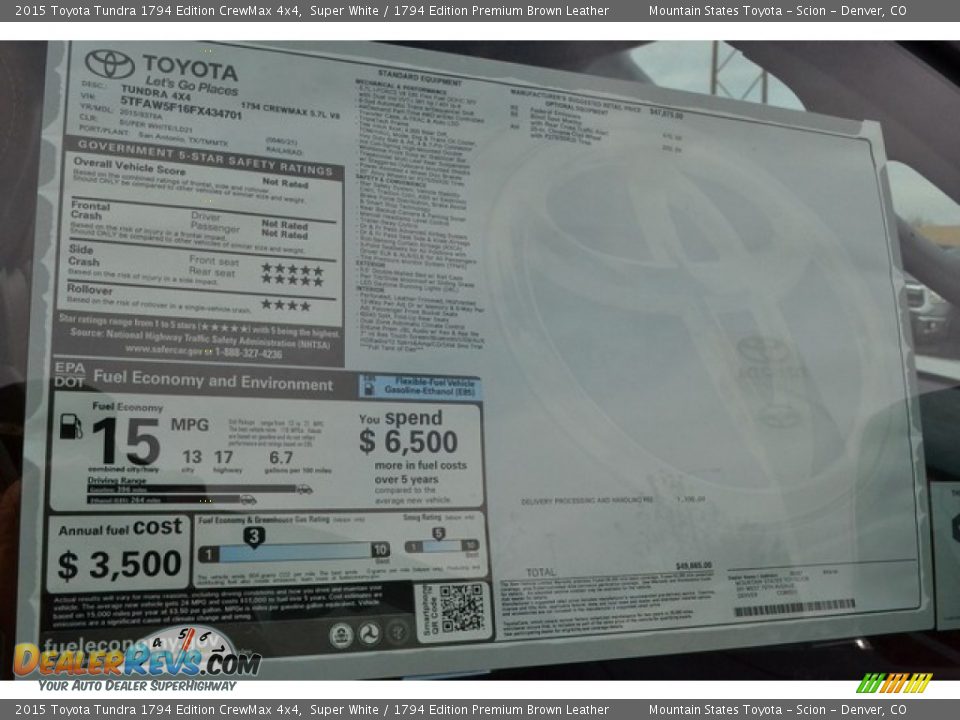 2015 Toyota Tundra 1794 Edition CrewMax 4x4 Super White / 1794 Edition Premium Brown Leather Photo #14