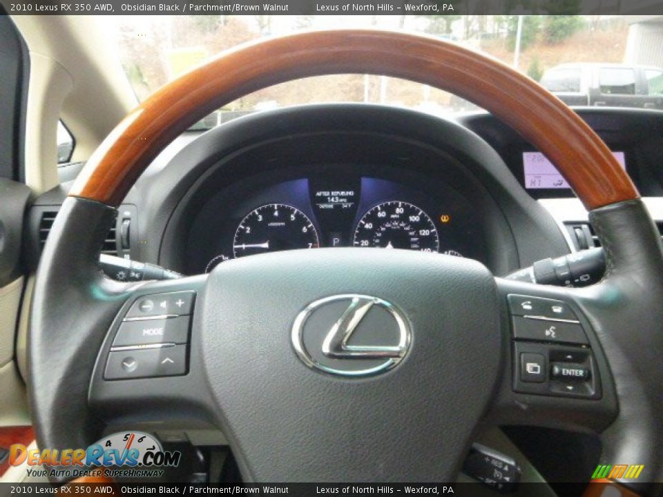 2010 Lexus RX 350 AWD Obsidian Black / Parchment/Brown Walnut Photo #23