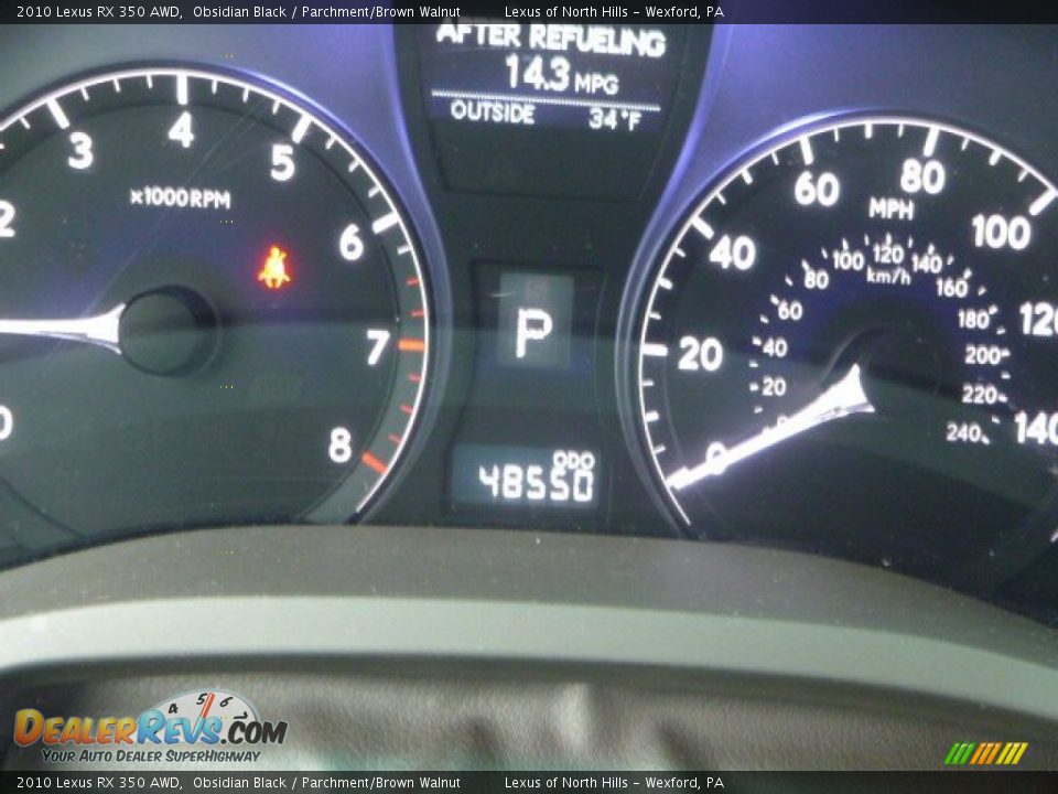 2010 Lexus RX 350 AWD Obsidian Black / Parchment/Brown Walnut Photo #24