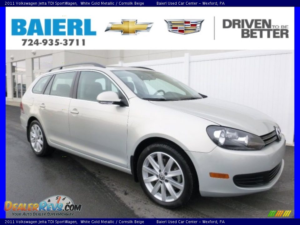 2011 Volkswagen Jetta TDI SportWagen White Gold Metallic / Cornsilk Beige Photo #1