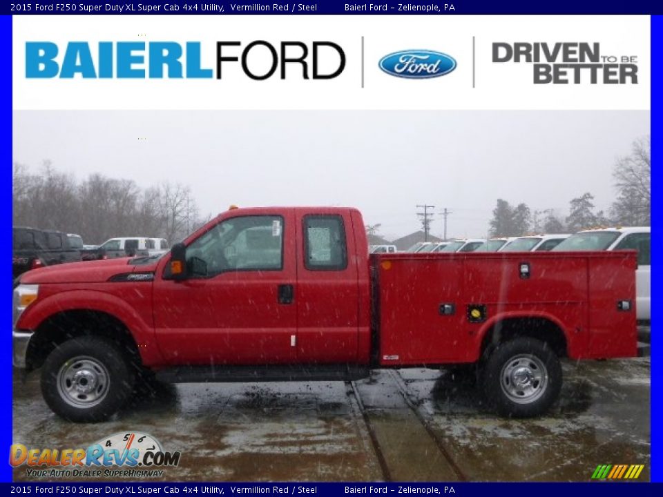 2015 Ford F250 Super Duty XL Super Cab 4x4 Utility Vermillion Red / Steel Photo #1