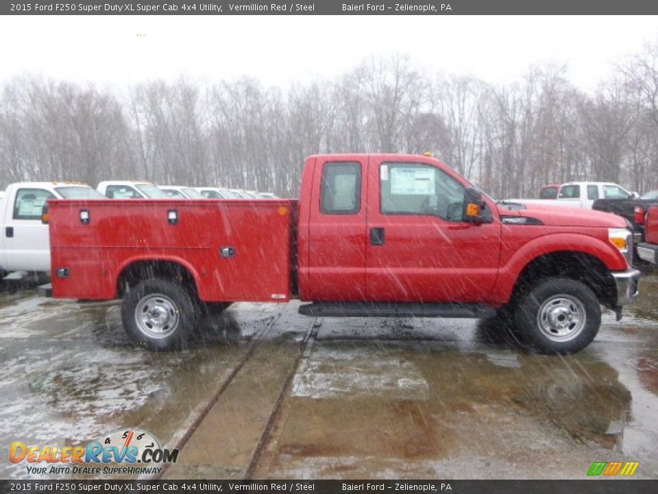 2015 Ford F250 Super Duty XL Super Cab 4x4 Utility Vermillion Red / Steel Photo #5
