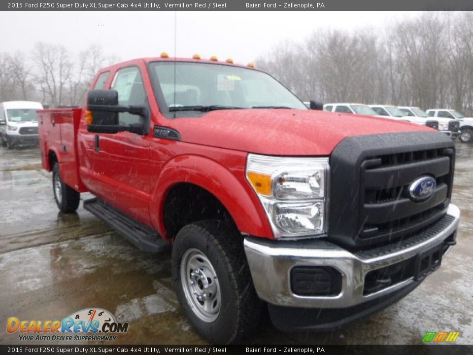 2015 Ford F250 Super Duty XL Super Cab 4x4 Utility Vermillion Red / Steel Photo #6