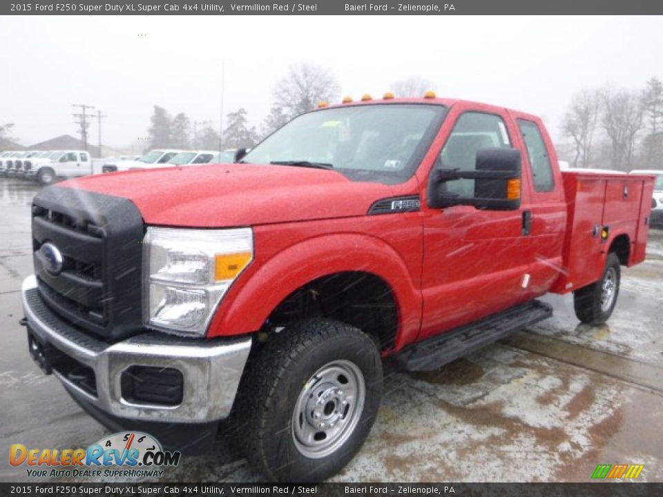 2015 Ford F250 Super Duty XL Super Cab 4x4 Utility Vermillion Red / Steel Photo #8