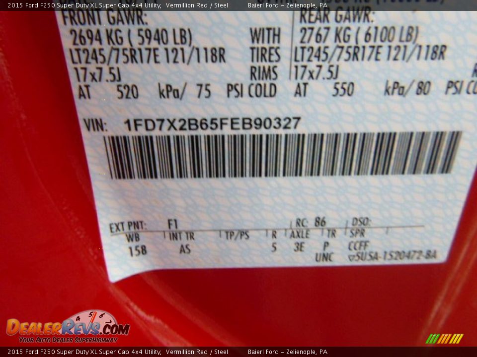 2015 Ford F250 Super Duty XL Super Cab 4x4 Utility Vermillion Red / Steel Photo #17