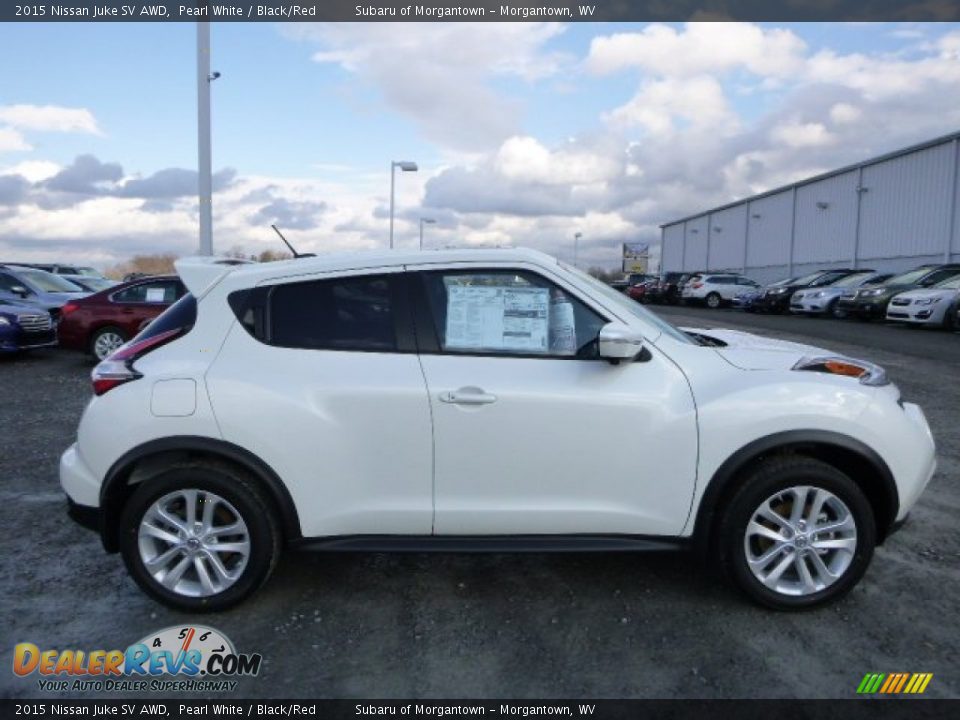 2015 Nissan Juke SV AWD Pearl White / Black/Red Photo #2
