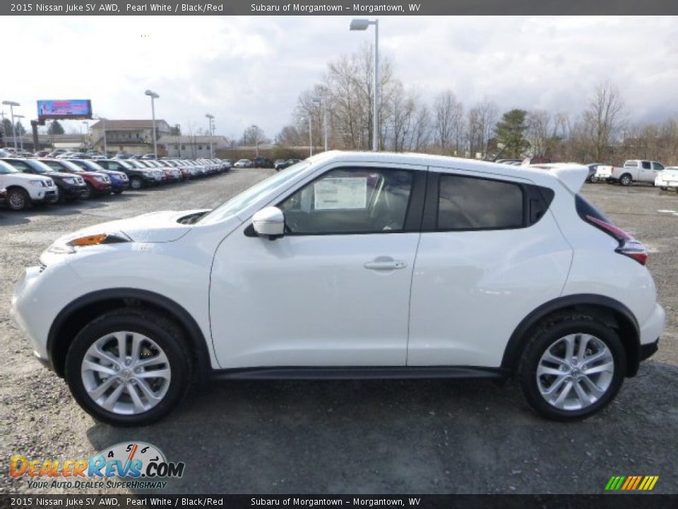 2015 Nissan Juke SV AWD Pearl White / Black/Red Photo #6
