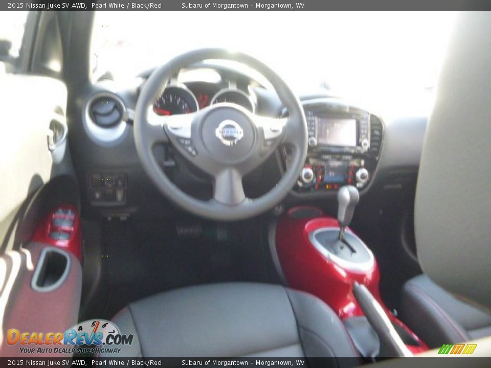 2015 Nissan Juke SV AWD Pearl White / Black/Red Photo #11