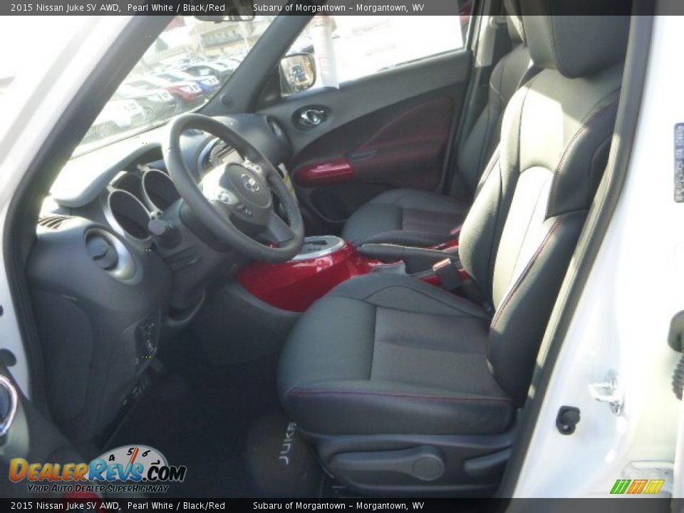 2015 Nissan Juke SV AWD Pearl White / Black/Red Photo #13