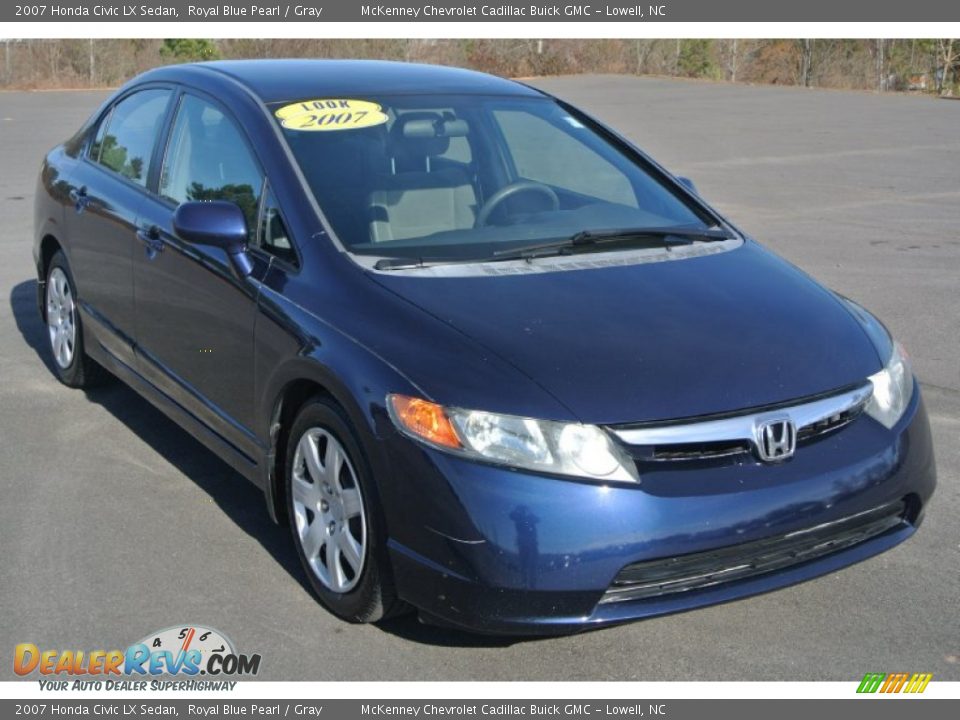 2007 Honda Civic LX Sedan Royal Blue Pearl / Gray Photo #1