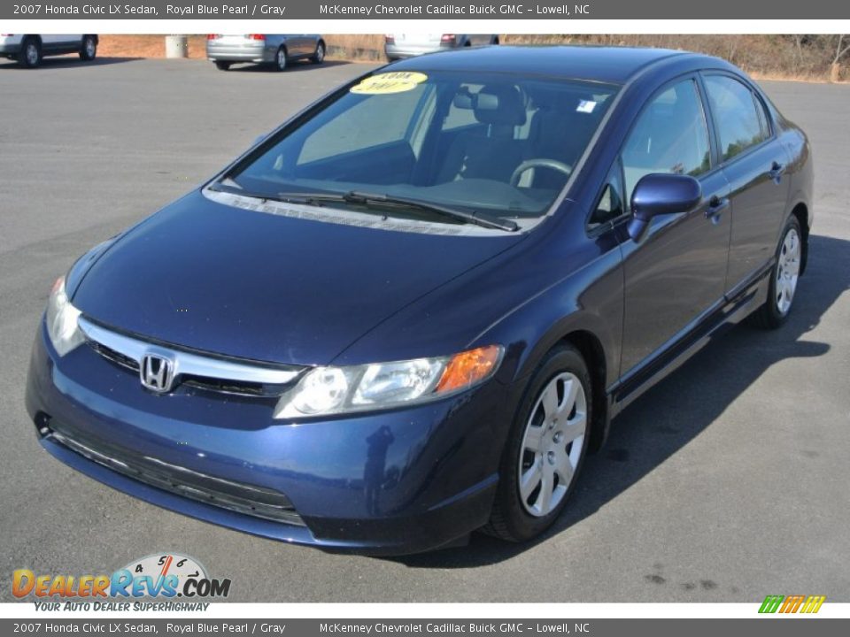 2007 Honda Civic LX Sedan Royal Blue Pearl / Gray Photo #2