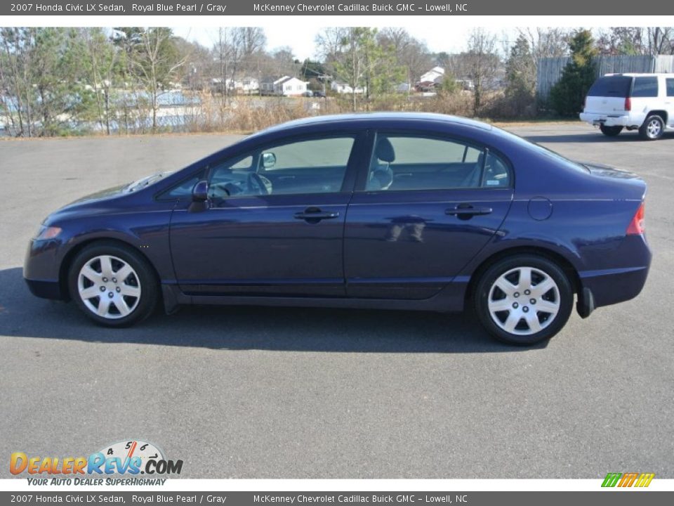 2007 Honda Civic LX Sedan Royal Blue Pearl / Gray Photo #8