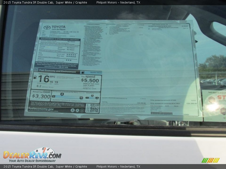 2015 Toyota Tundra SR Double Cab Super White / Graphite Photo #29