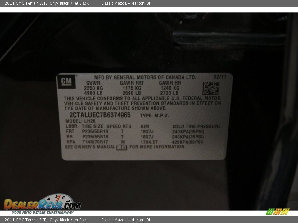 2011 GMC Terrain SLT Onyx Black / Jet Black Photo #18