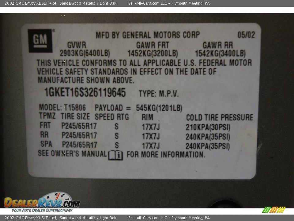 2002 GMC Envoy XL SLT 4x4 Sandalwood Metallic / Light Oak Photo #14
