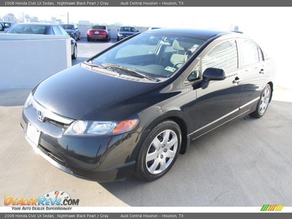 2008 Honda Civic LX Sedan Nighthawk Black Pearl / Gray Photo #3