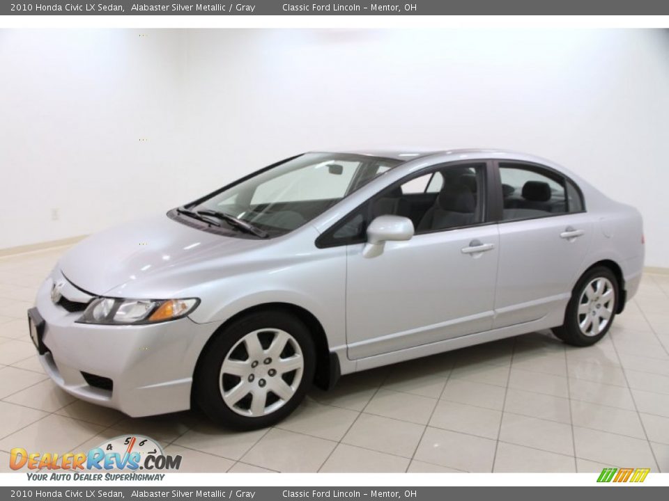 2010 Honda Civic LX Sedan Alabaster Silver Metallic / Gray Photo #3