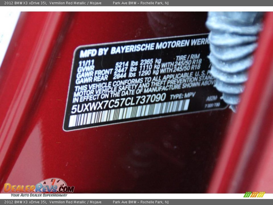 2012 BMW X3 xDrive 35i Vermilion Red Metallic / Mojave Photo #35