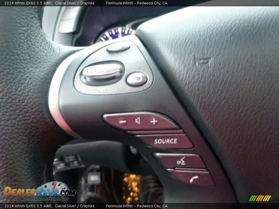 2014 Infiniti QX60 3.5 AWD Glacial Silver / Graphite Photo #34