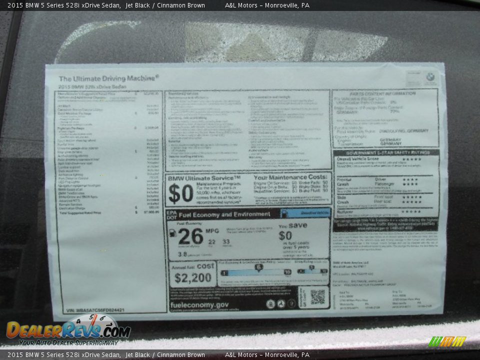2015 BMW 5 Series 528i xDrive Sedan Jet Black / Cinnamon Brown Photo #10
