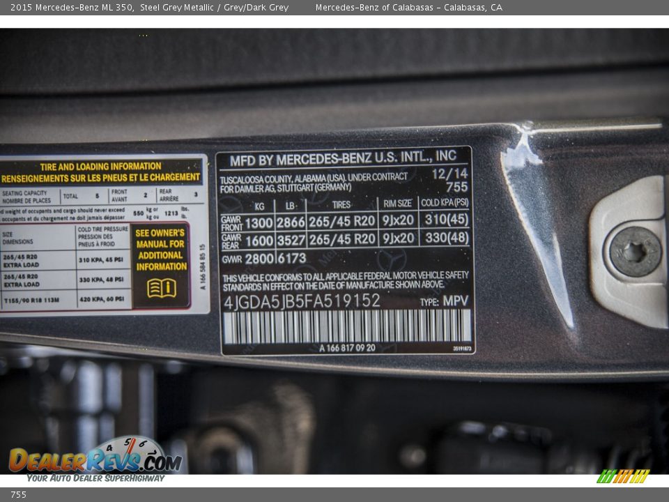 Mercedes-Benz Color Code 755 Steel Grey Metallic