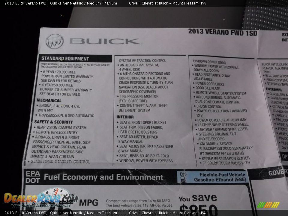 2013 Buick Verano FWD Quicksilver Metallic / Medium Titanium Photo #30