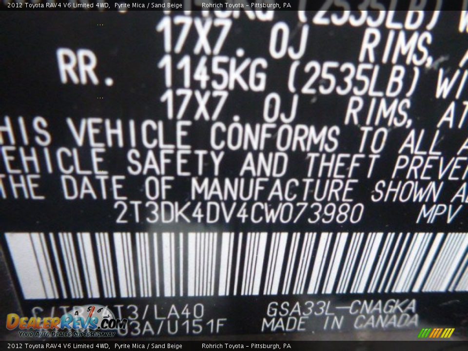 2012 Toyota RAV4 V6 Limited 4WD Pyrite Mica / Sand Beige Photo #2