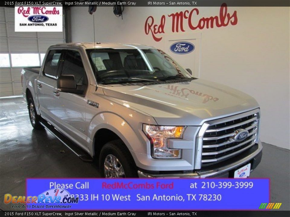 2015 Ford F150 XLT SuperCrew Ingot Silver Metallic / Medium Earth Gray Photo #1