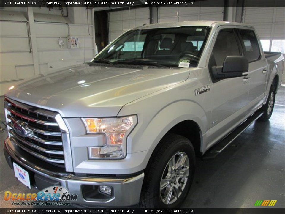 2015 Ford F150 XLT SuperCrew Ingot Silver Metallic / Medium Earth Gray Photo #3