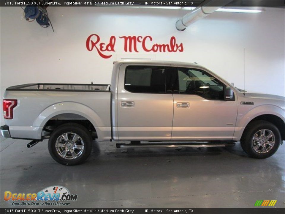 2015 Ford F150 XLT SuperCrew Ingot Silver Metallic / Medium Earth Gray Photo #9