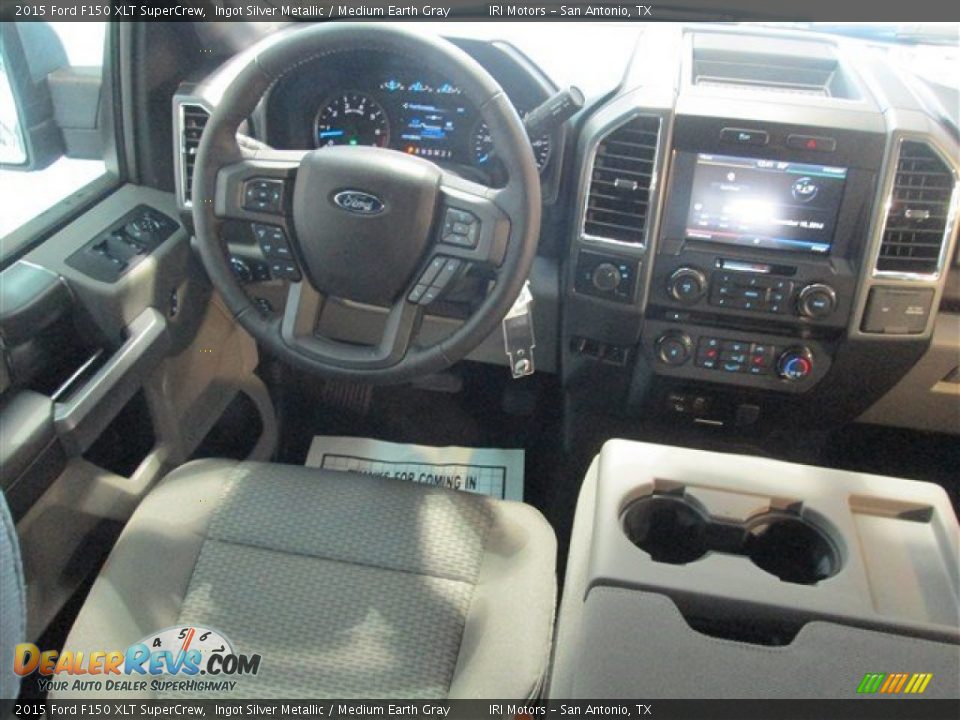 2015 Ford F150 XLT SuperCrew Ingot Silver Metallic / Medium Earth Gray Photo #12