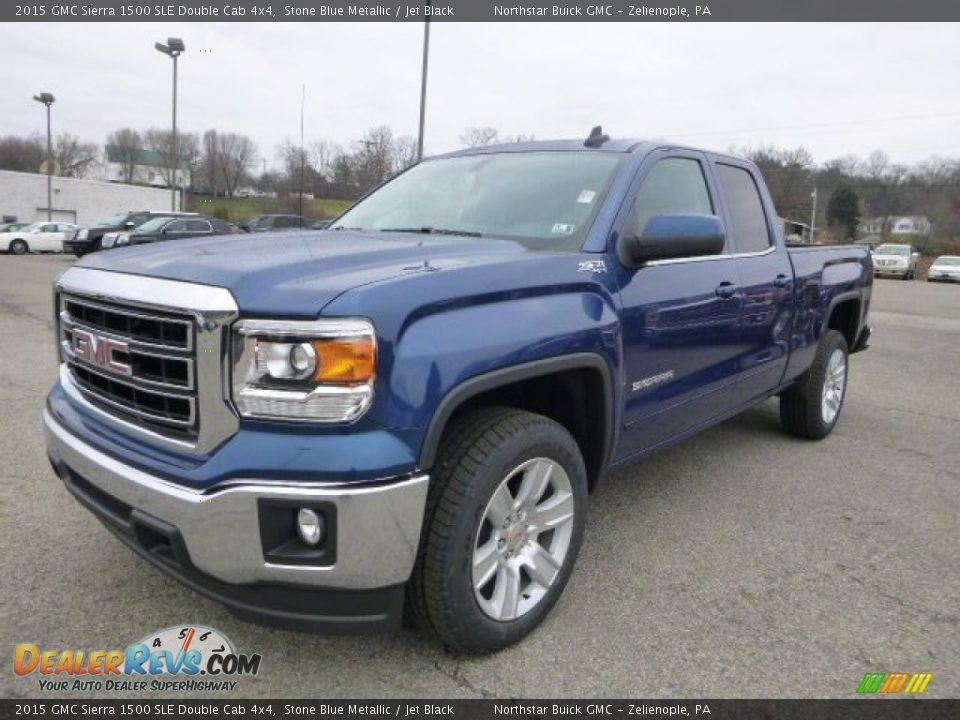 2015 GMC Sierra 1500 SLE Double Cab 4x4 Stone Blue Metallic / Jet Black Photo #1
