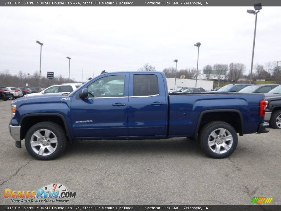 2015 GMC Sierra 1500 SLE Double Cab 4x4 Stone Blue Metallic / Jet Black Photo #2