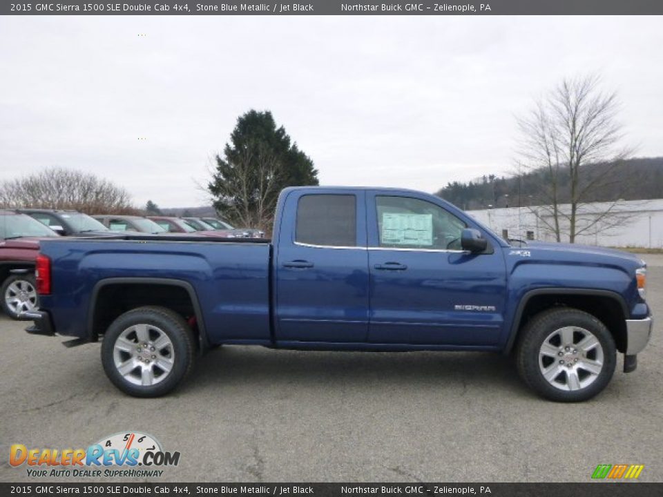 2015 GMC Sierra 1500 SLE Double Cab 4x4 Stone Blue Metallic / Jet Black Photo #8