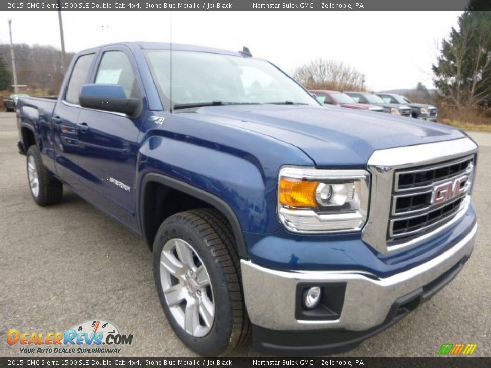 2015 GMC Sierra 1500 SLE Double Cab 4x4 Stone Blue Metallic / Jet Black Photo #9