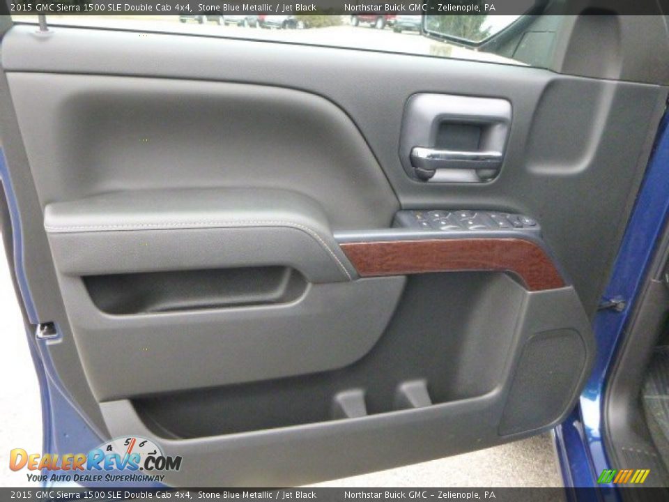 2015 GMC Sierra 1500 SLE Double Cab 4x4 Stone Blue Metallic / Jet Black Photo #16