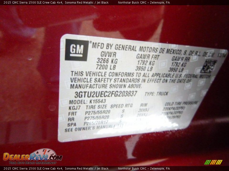 2015 GMC Sierra 1500 SLE Crew Cab 4x4 Sonoma Red Metallic / Jet Black Photo #18