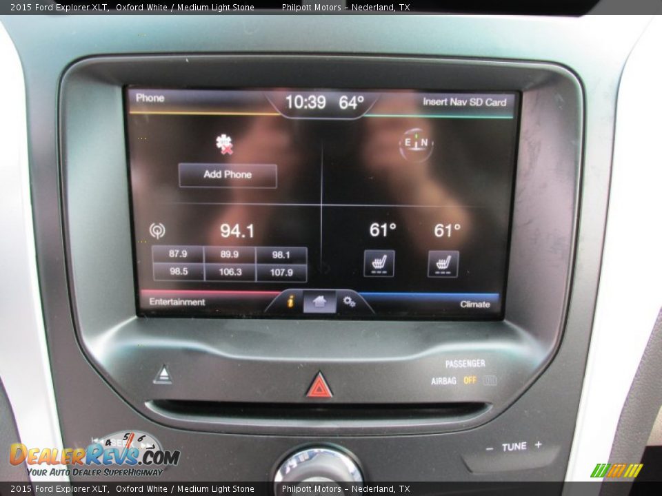 2015 Ford Explorer XLT Oxford White / Medium Light Stone Photo #29