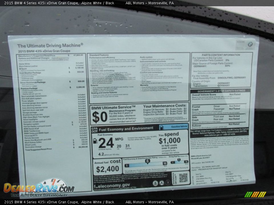 2015 BMW 4 Series 435i xDrive Gran Coupe Alpine White / Black Photo #10