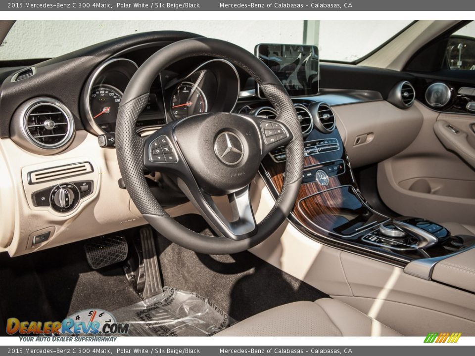 2015 Mercedes-Benz C 300 4Matic Polar White / Silk Beige/Black Photo #5