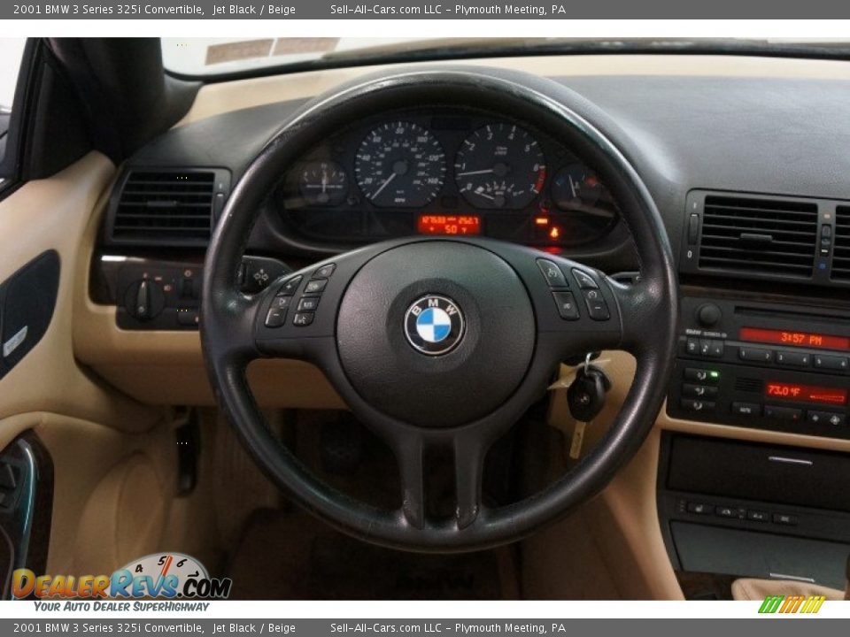 2001 BMW 3 Series 325i Convertible Jet Black / Beige Photo #22