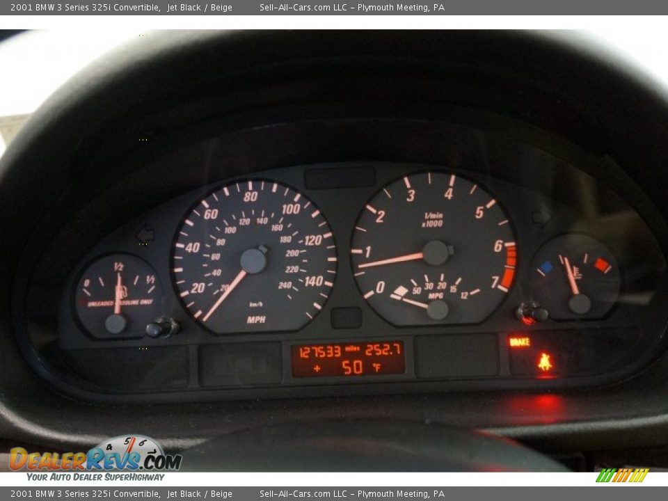 2001 BMW 3 Series 325i Convertible Jet Black / Beige Photo #26