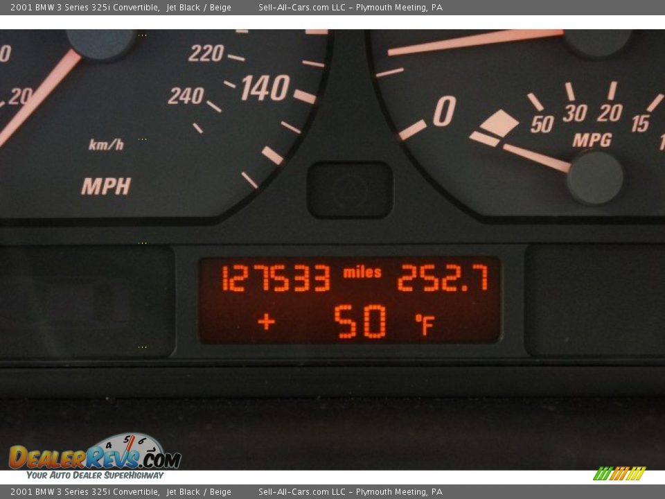 2001 BMW 3 Series 325i Convertible Jet Black / Beige Photo #27