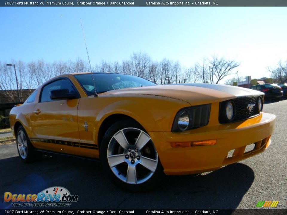 2007 Ford Mustang V6 Premium Coupe Grabber Orange / Dark Charcoal Photo #2