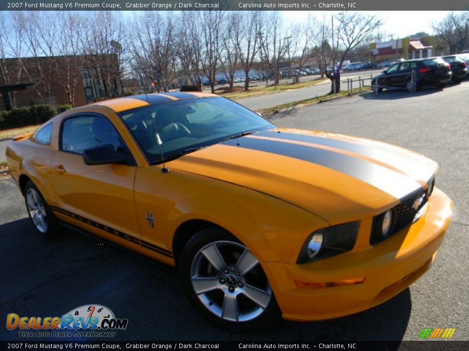 2007 Ford Mustang V6 Premium Coupe Grabber Orange / Dark Charcoal Photo #3