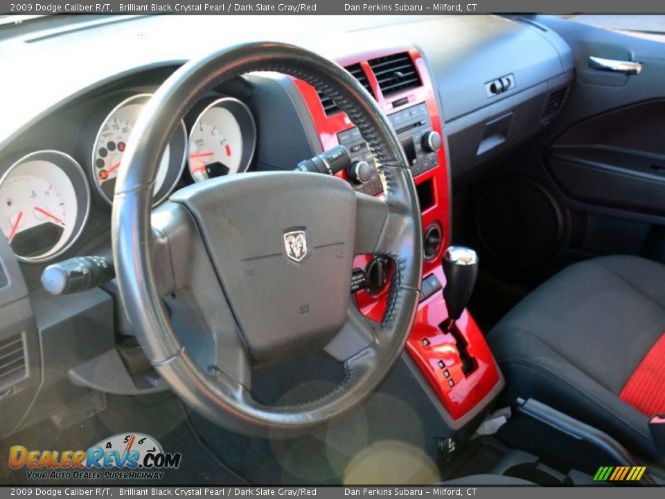 2009 Dodge Caliber R/T Brilliant Black Crystal Pearl / Dark Slate Gray/Red Photo #5