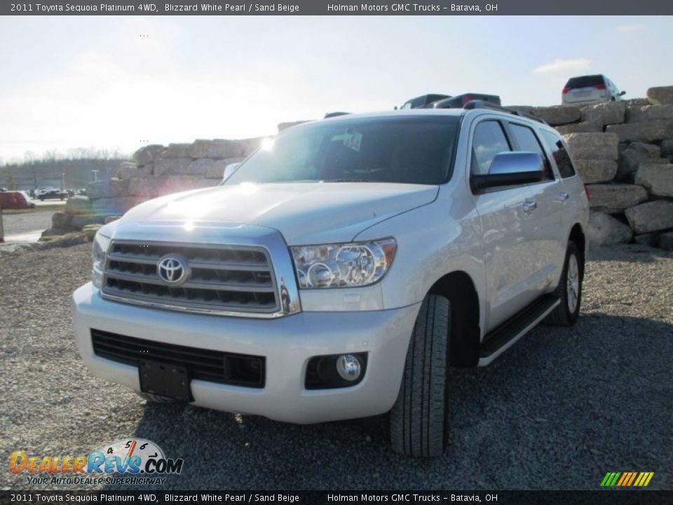 2011 Toyota Sequoia Platinum 4WD Blizzard White Pearl / Sand Beige Photo #2