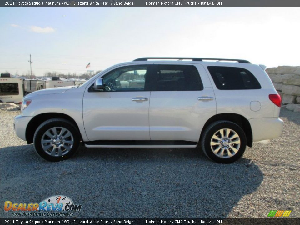 2011 Toyota Sequoia Platinum 4WD Blizzard White Pearl / Sand Beige Photo #3